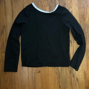 Black Long Sleeve Top with White Trim